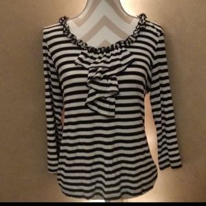 Striped top with ruffle